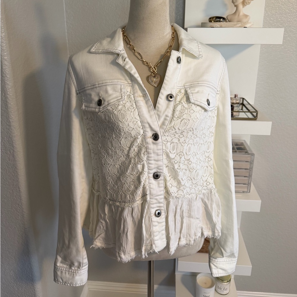 Free People Ivory Denim Jacket
